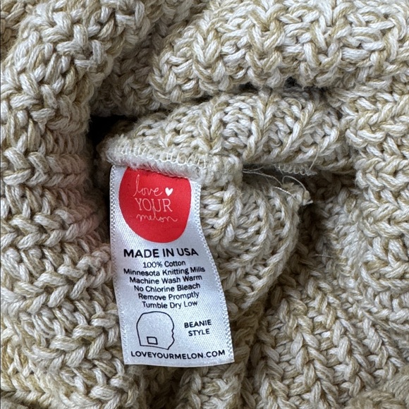 Love Your Melon Tan Cotton Knit winter Beanie hat - Picture 3 of 3